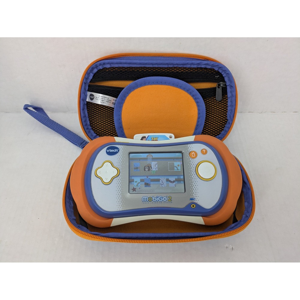 VTech MobiGo 2 Handheld Learning System & Toy Story 3 Game & Case Blue TESTED